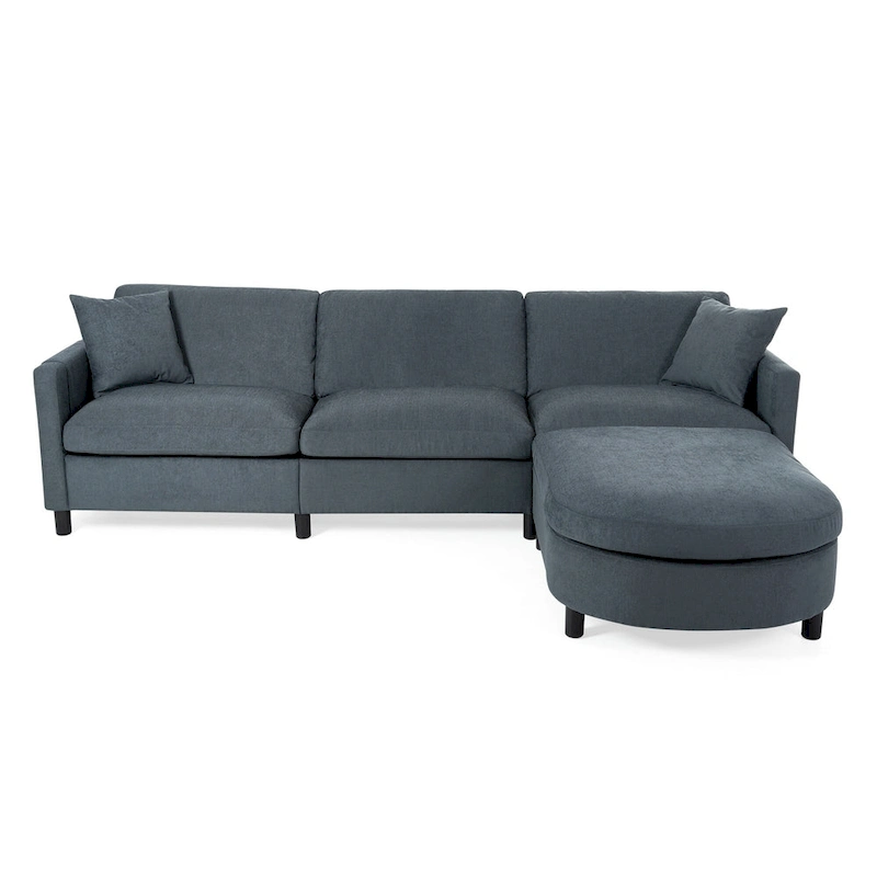 Tala Sectional Sofa Couch with Ottoman and Removable Cushion by GDFStudio