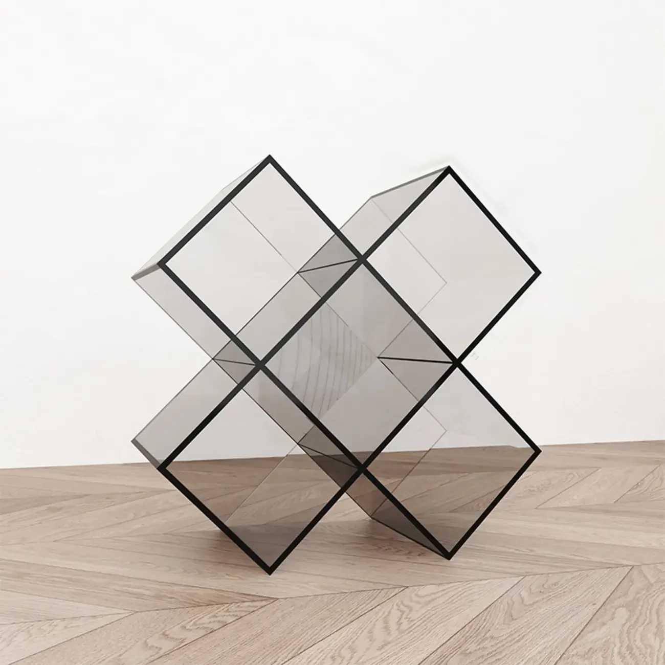 Acrylic Geometric End Table Bookshelf Display