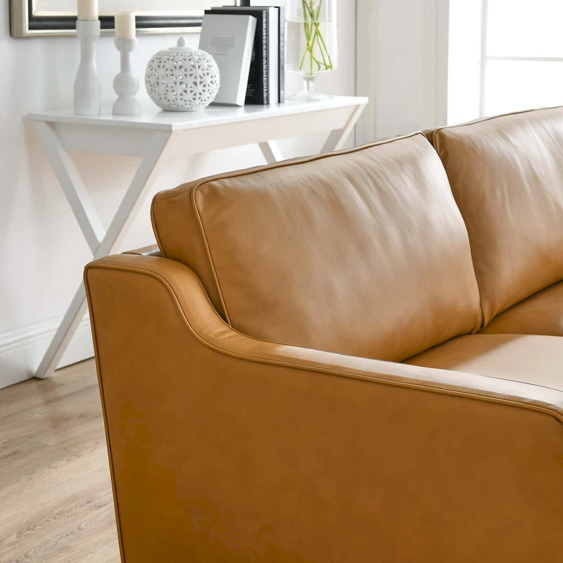 Impart Mid-century Modern Top-grain Leather Sofa