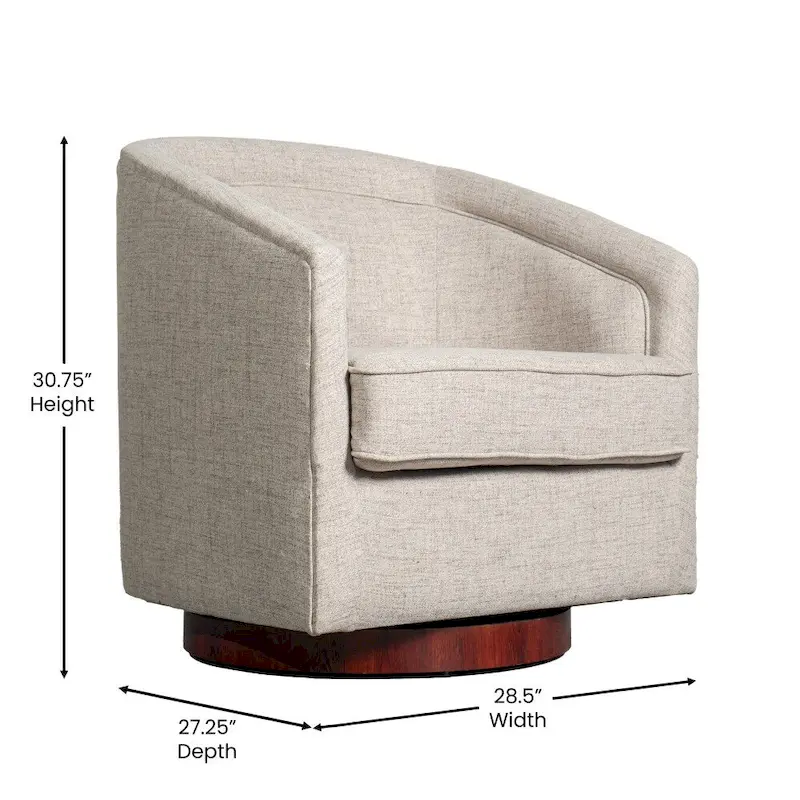 Traditional Club Style Upholstered Accent Chair with 360 Swivel Metal Base