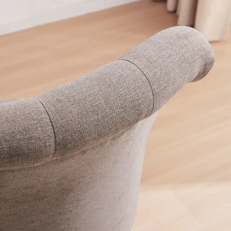 Office Chair with Wheels, Adjustable Height, Linen Fabric Upholstered Computer Desk Chair Swivel