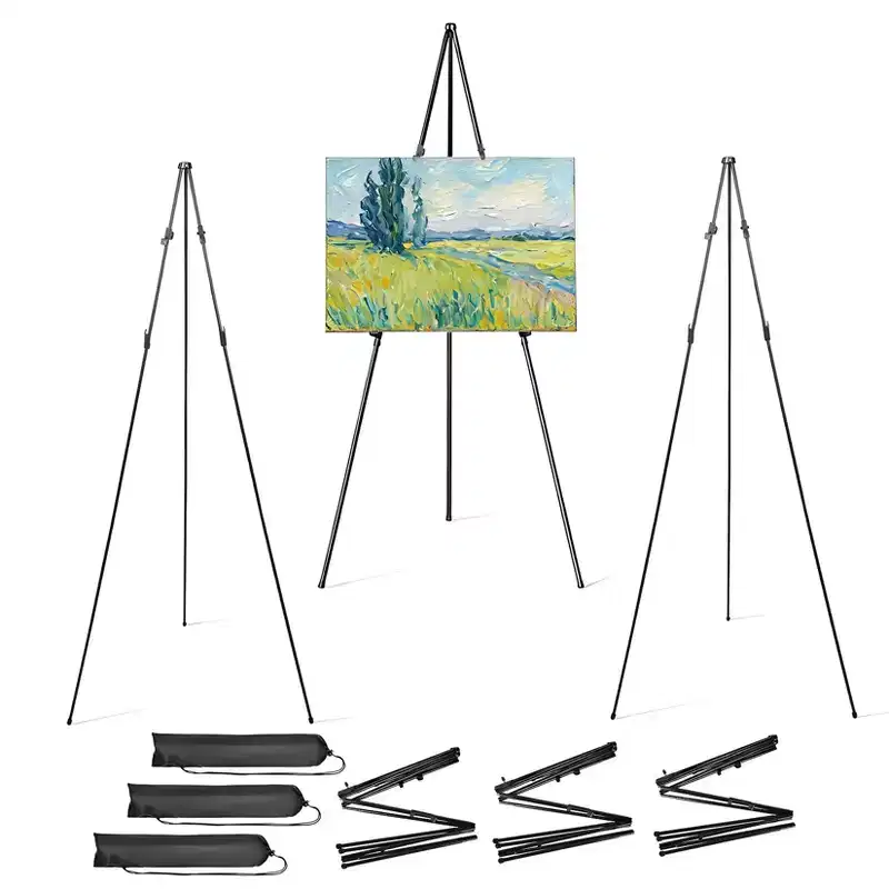3-Pack Easel Stand for Sign, 66 Adjustable Portable Metal Display Easel with Tripod Base, Collapsible Sign Stand for Wedding Sign, Painting Canvas