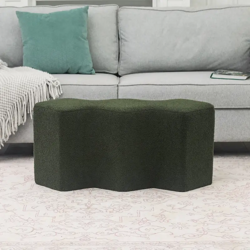 Adeco 35 Long Ottoman Bench Velvet Polygon Foot Stool