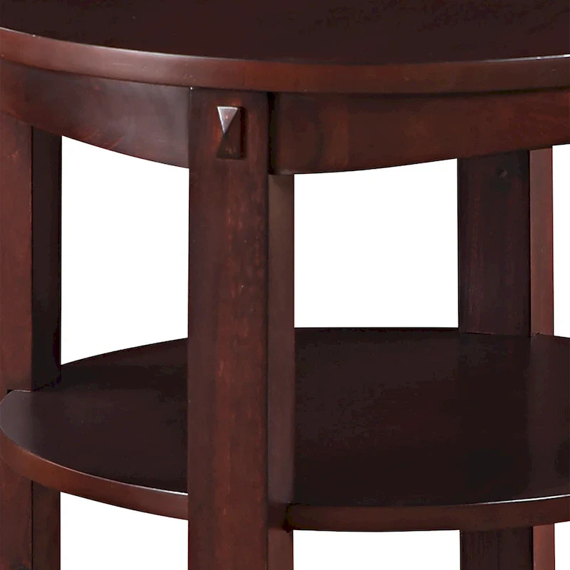 3-Shelf Round End Table – Slate Grey / Espresso, Wood, Single