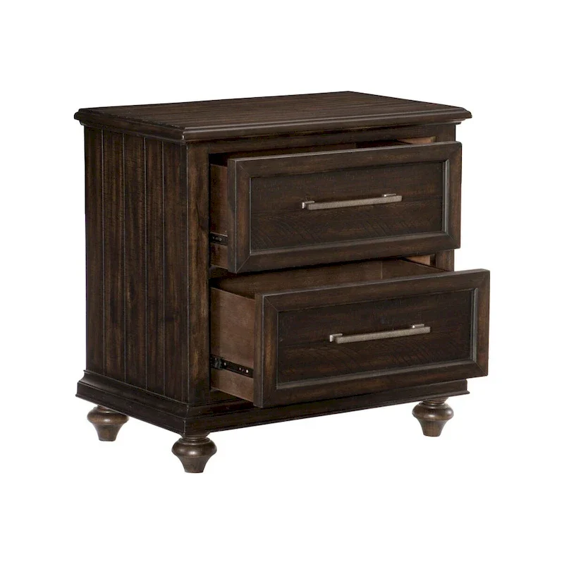 Driftwood Charcoal Finish Bedroom 3pc Bed Nightstand Chest Set