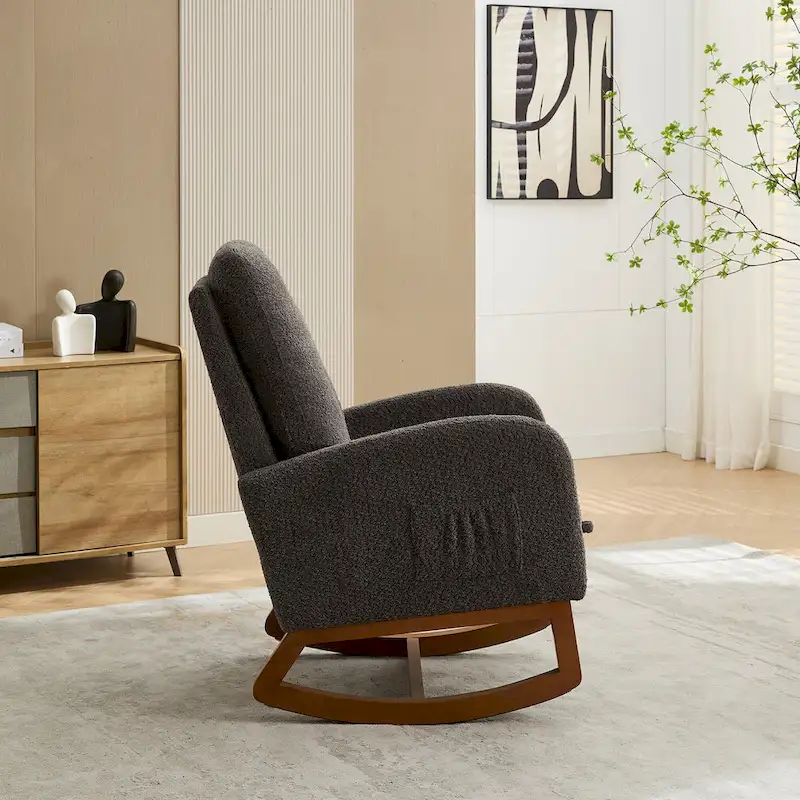 Living Room Rocking Accent Chair with Retractable Footrest