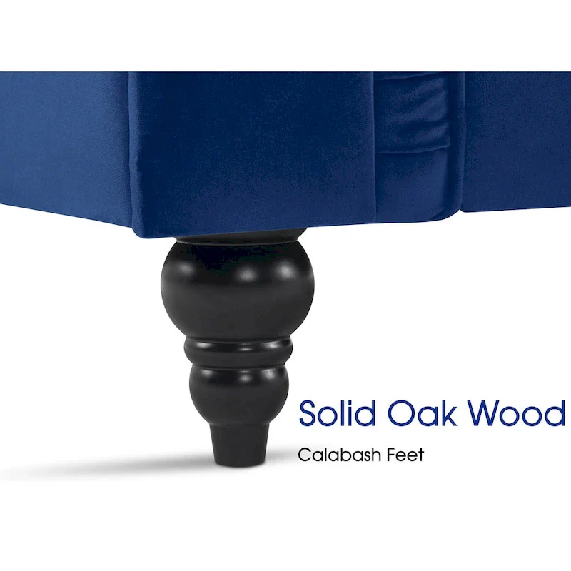 Modern Quilted Club Sofa with Oak Legs