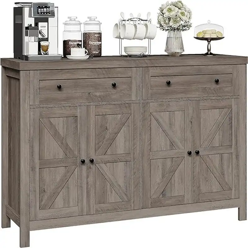 55-Inch Buffet Sideboard Cabinet with Barn Doors and Drawers