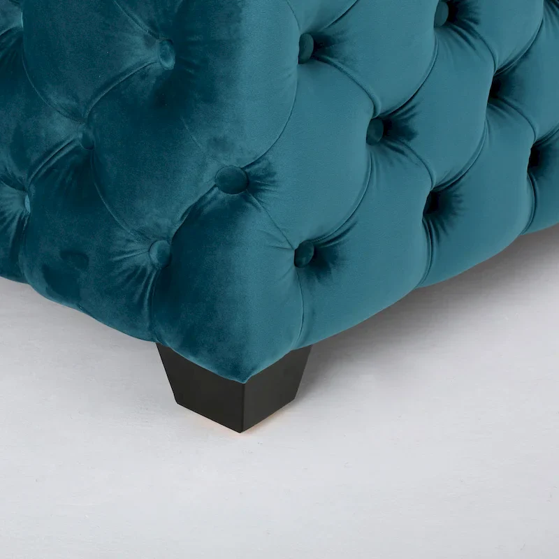 Jaymee Modern Glam Button Tufted Velvet Ottoman by Christopher Knight Home
