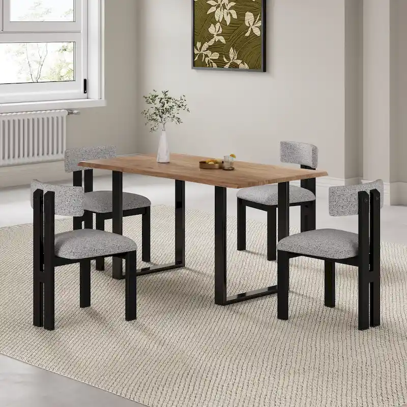 Astura Upholstered Dining Chairs, Iron Frame, Set of 4 by Christopher Knight Home