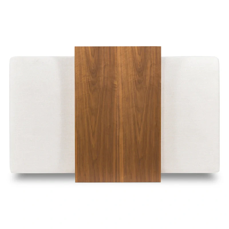 Poly & Bark Jarmo Ottoman with Adjustable Walnut Table - Full Grain Genuine Italian Leather