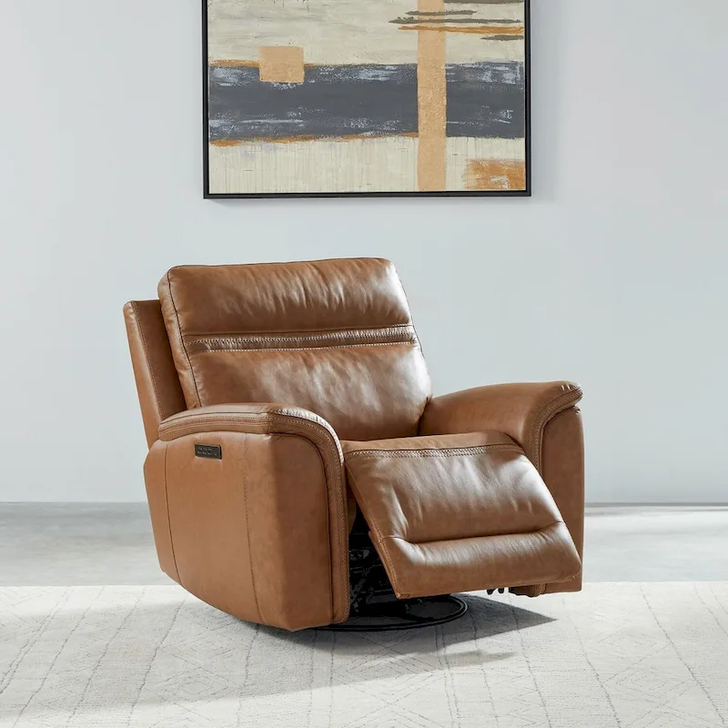 Cooper Leather Power Recliner - Camel