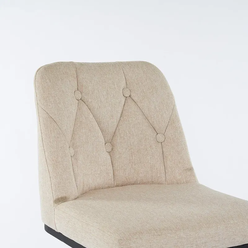 Upholstered Bar Stools Set of 2, Counter Height Bar Stools with Button-Tufted Backrest, Kitchen Island Chairs with Metal Frame