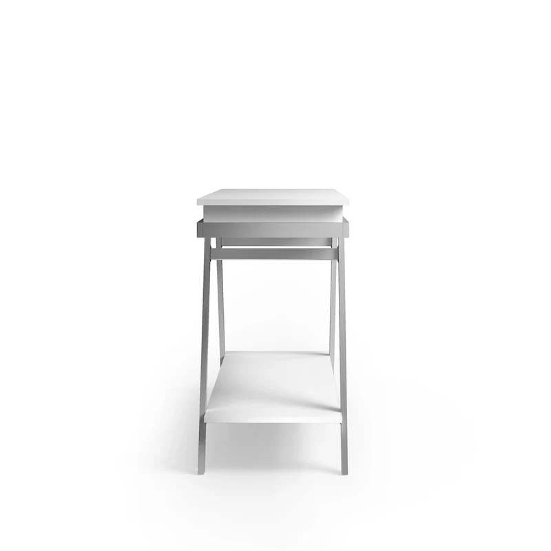 Cas Modern White 48-inch Steel 1-Drawer Sofa Table with Shelf by Furniture of America