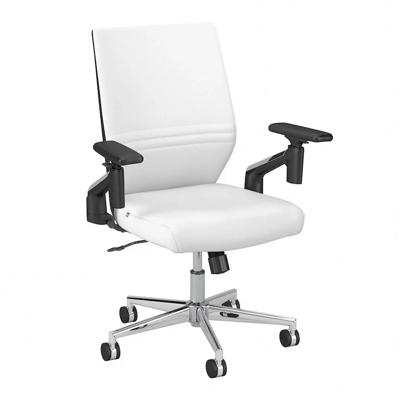 Mid Back Bonded Leather Office Chair with Adjustable Height and Armrests