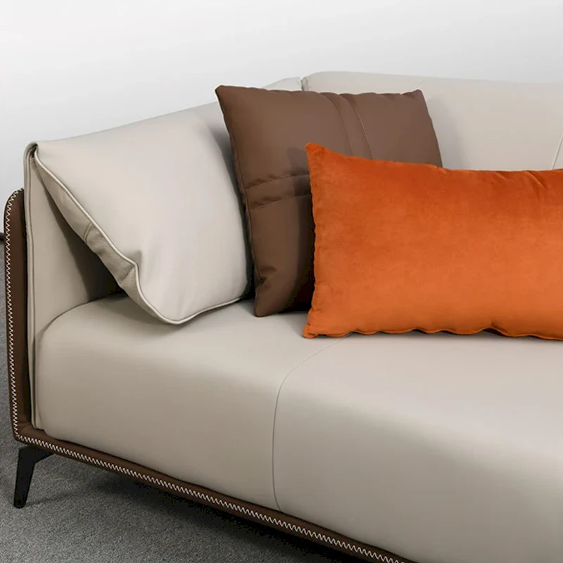 Faux Leather Pillow Top Arm Sofa with Reversible Cushions - one seat