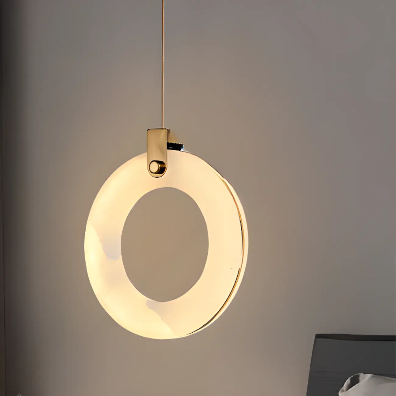 Adjustable Gold Metal Circle Hanging Pendant Light