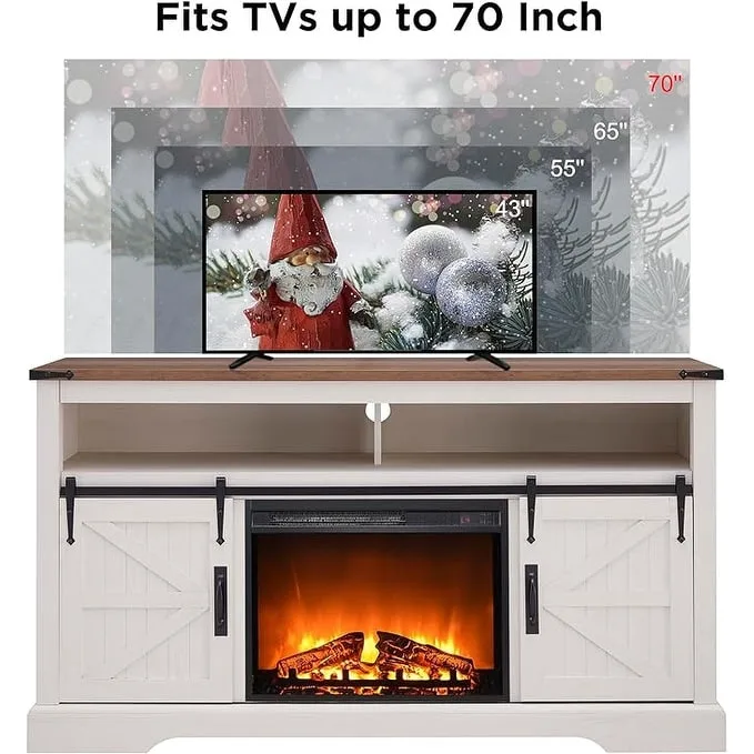 Farmhouse Fireplace TV Stand, Entertainment Center, Media Console