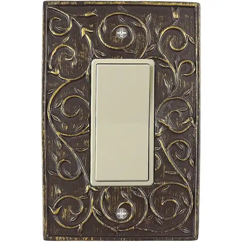 Meriville French Scroll 1 Rocker Wallplate, Single Switch Electrical Cover Plate