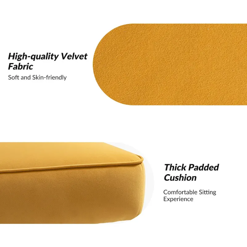 Velvet Tufted Accent Chair with Golden Metal Legs - Channel Back Design, High-Density Foam, 250 lbs Capacity, 26W x 30D x 31.5H