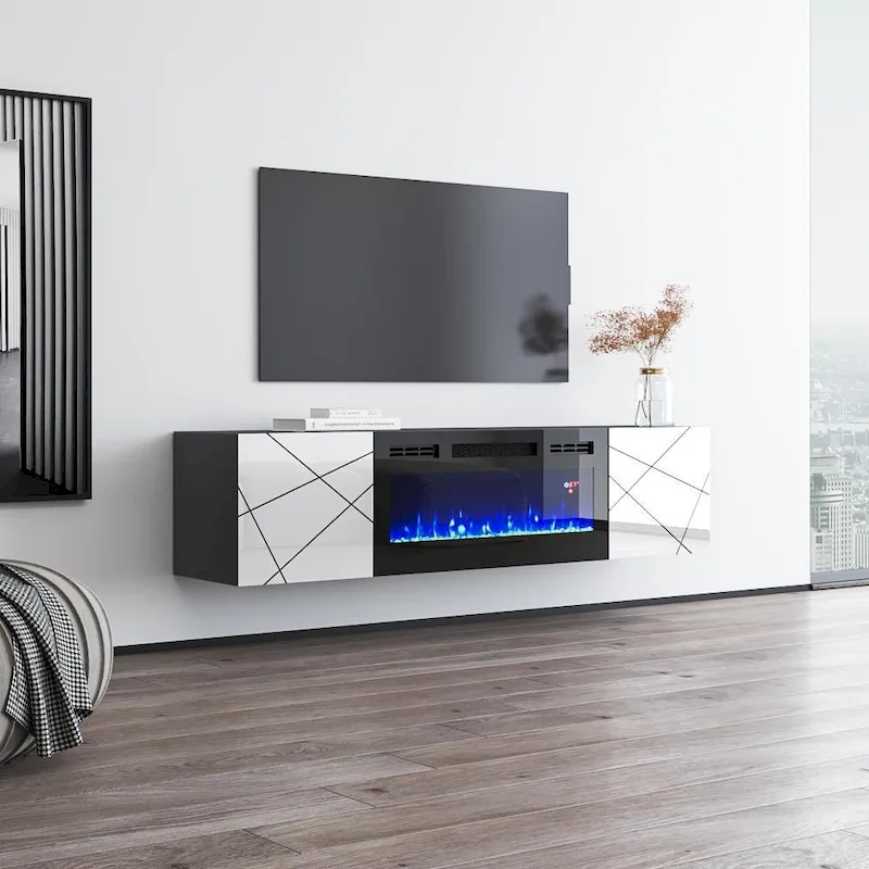 London BL-EF Electric Fireplace 63 TV Stand