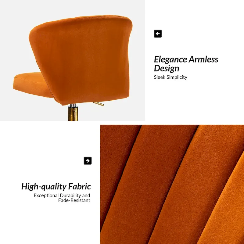 Ilia Modern Velvet Wingback 360 degree Ergonomic Office Task Chair with Channel Tufted Back by HULALA HOME