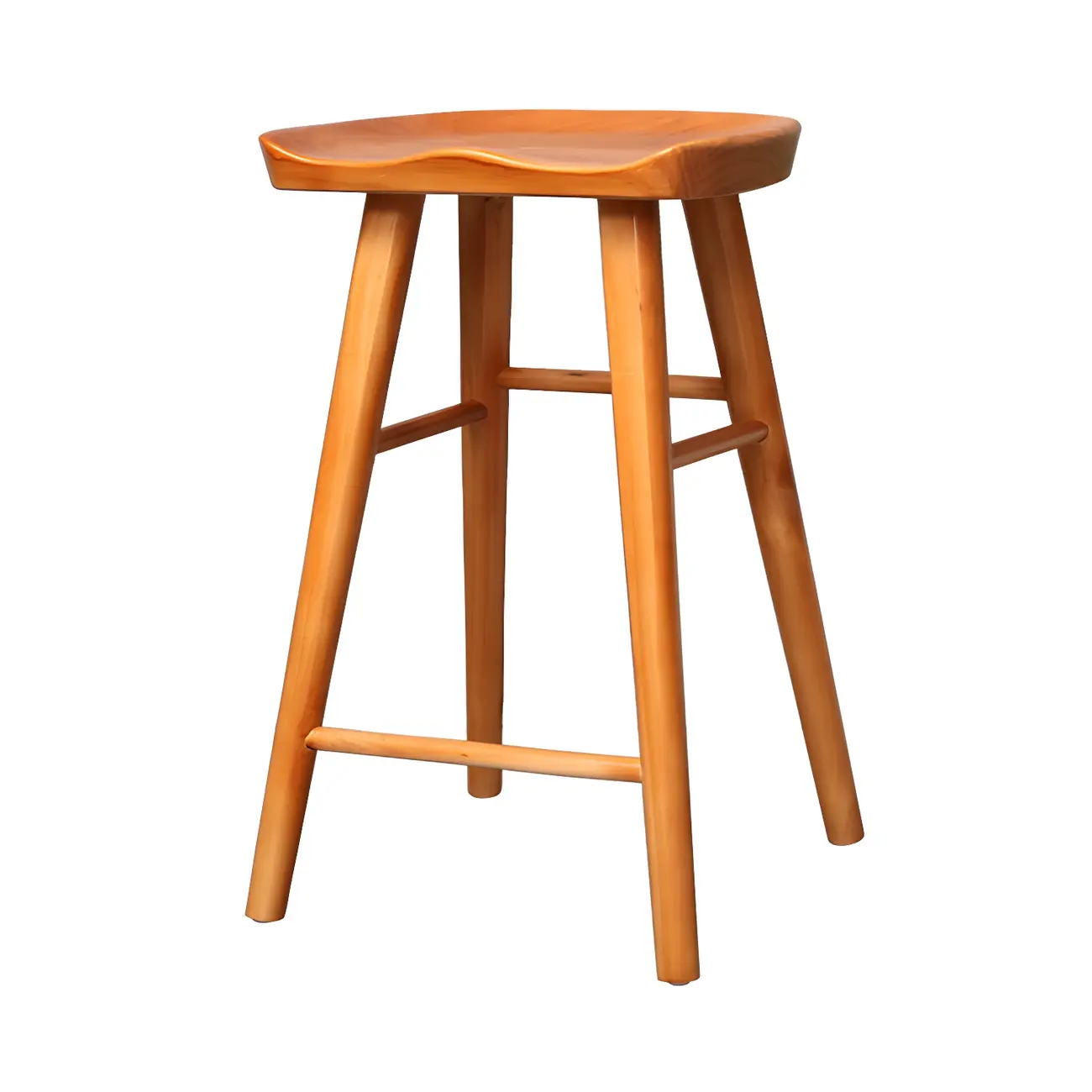 Counter Height Backless Wooden Industrial Bar Stools
