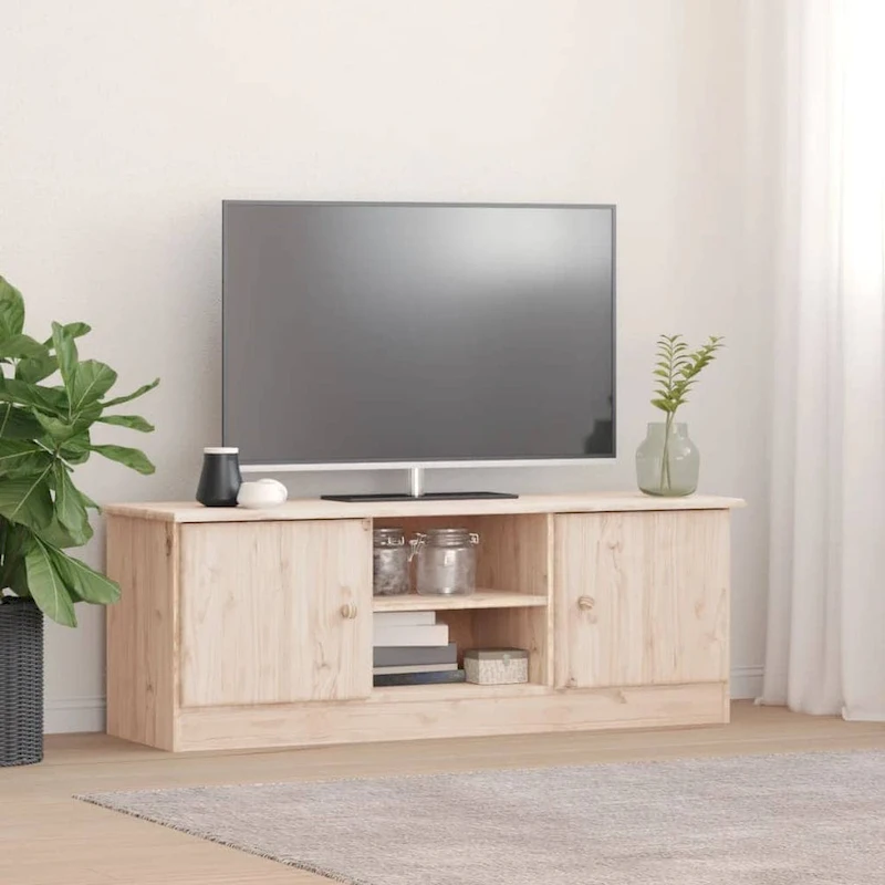 vidaXL TV Stand ALTA 44.1x13.8x16.1 Solid Wood Pine - 44.1 x 13.8 x 16.1