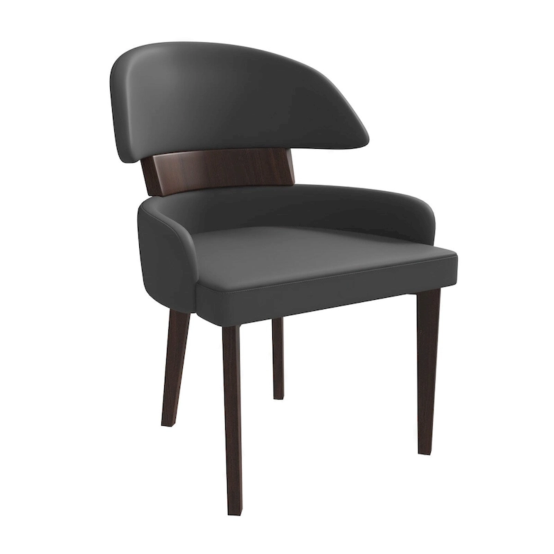 Leather Dining Chair with a Curved Back in Rubberwood Ethos Series by LeisureMod