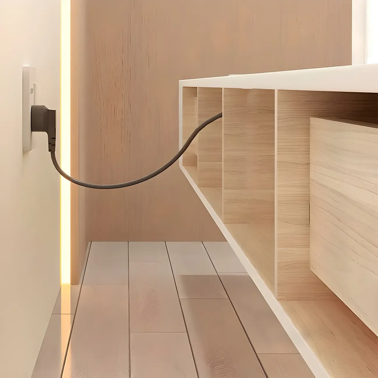 Glam Wooden Floating TV Stand in White with Drawers & Shelves