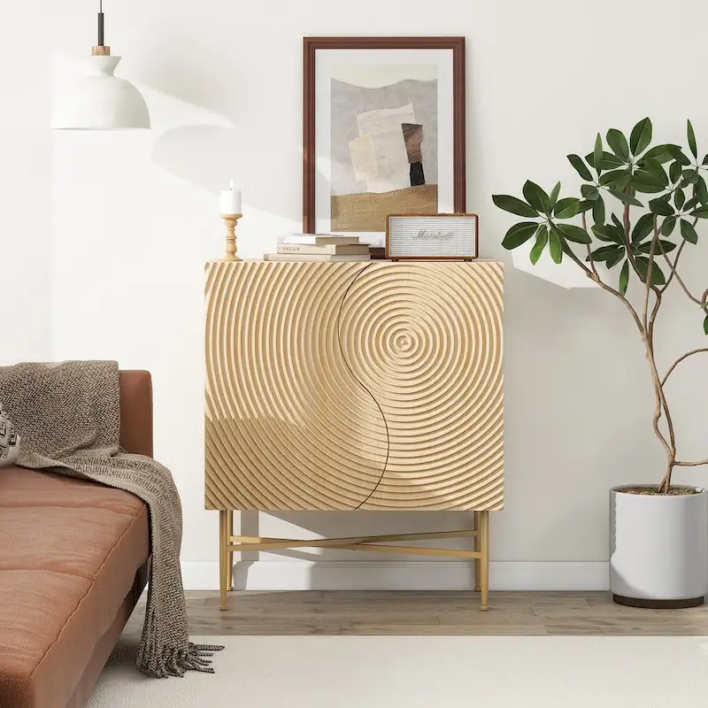 Sideboard Buffet Cabinet with Storage, Wood Coffee Bar Cabinet, 3 Drawers & 2 Doors, Buffet Cabinet Cupboard