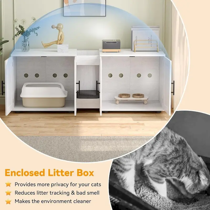 Intimate Double-Room Cat Litter Cabinet Furniture