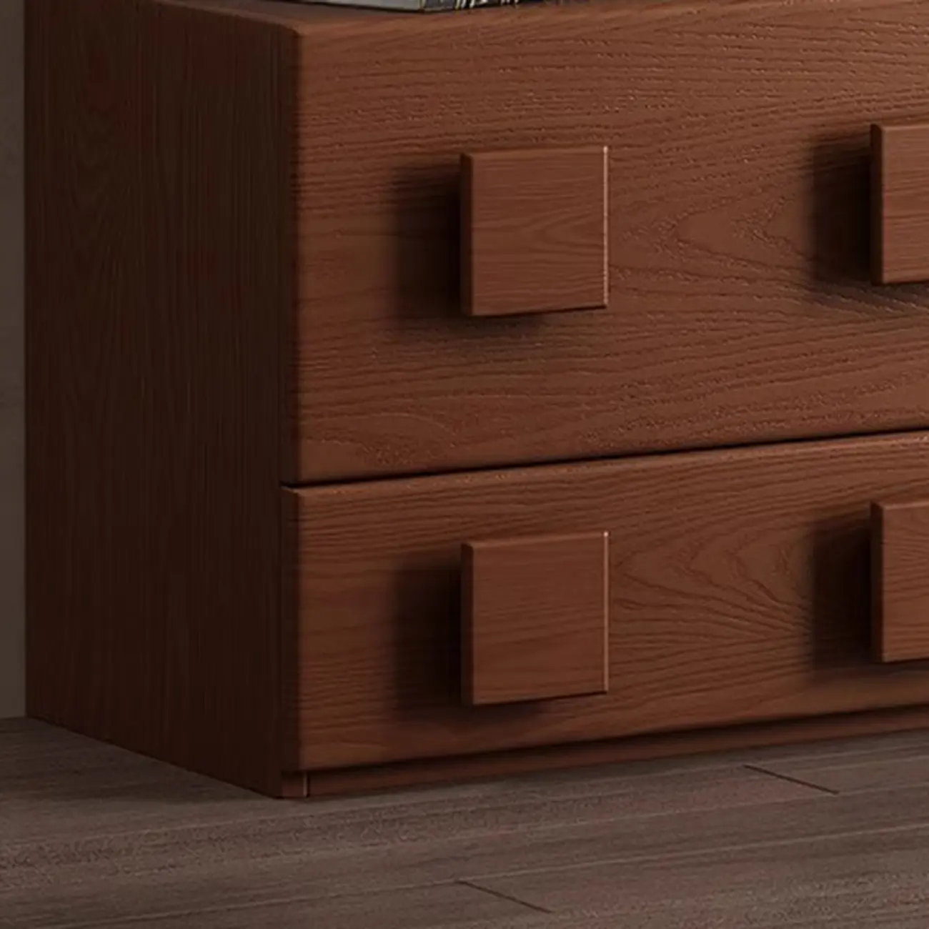 Living Room Brown 2-Tier Rectangular Wooden TV Stand