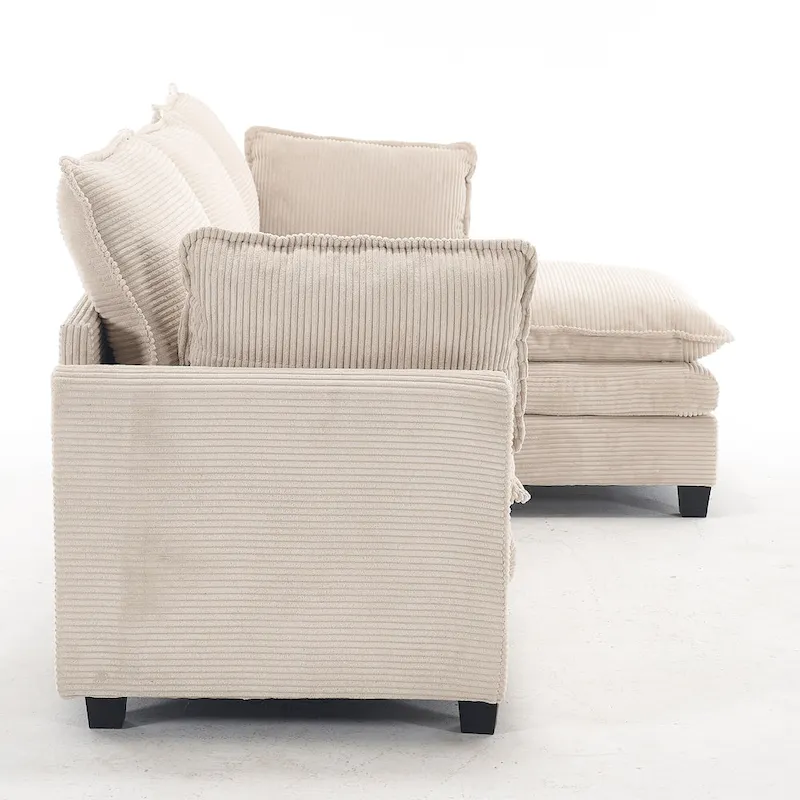 102 Velvet U-Shaped Sectional Sofa with Ottoman & Lumbar Pillows