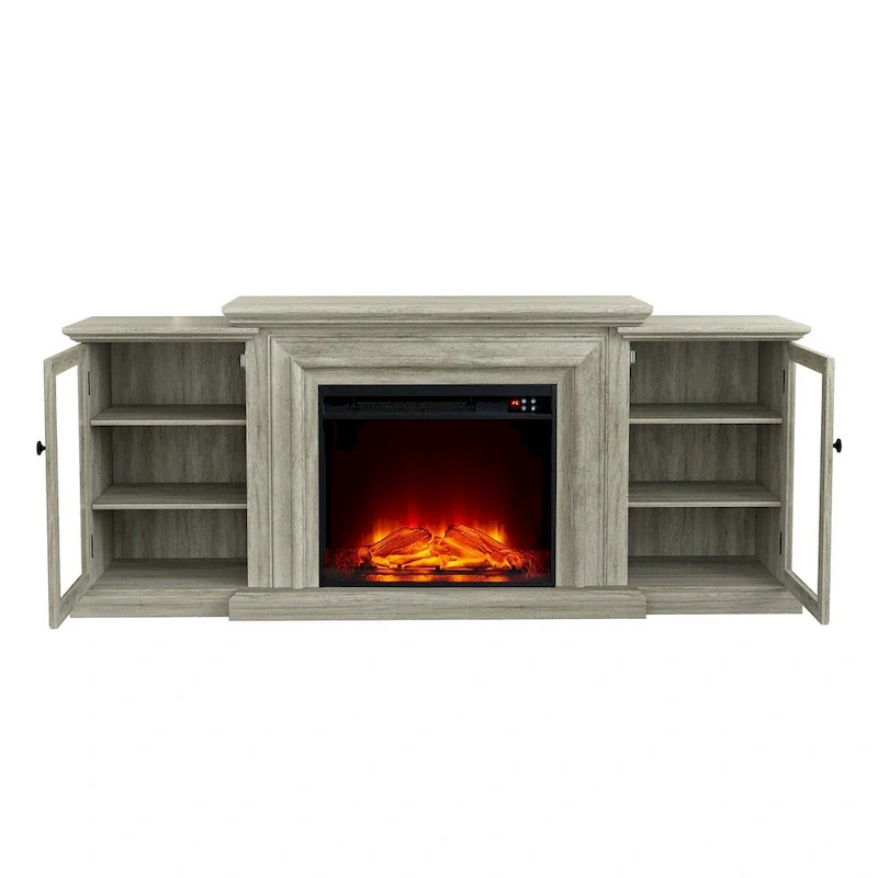 Farmhouse TV Stand with Fireplace - 70 Width -Fits up to 70 TV - 71W x 30H x 15.5D