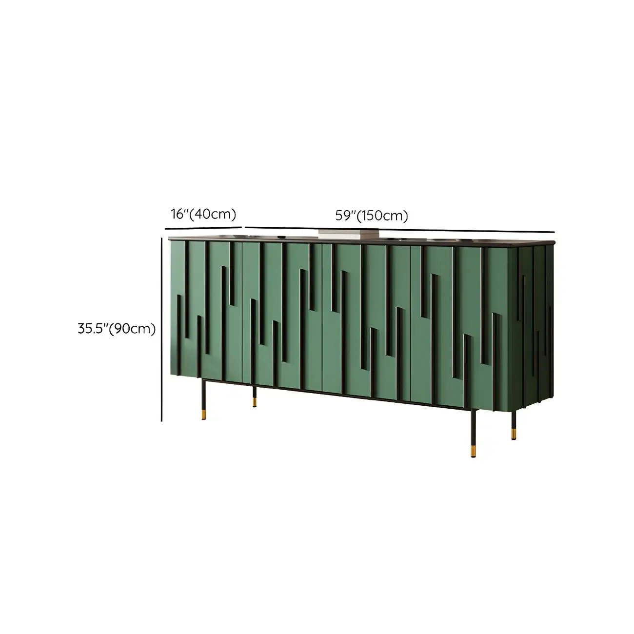 Unique Glam Wooden Sideboard Cabinet in Green/Brown
