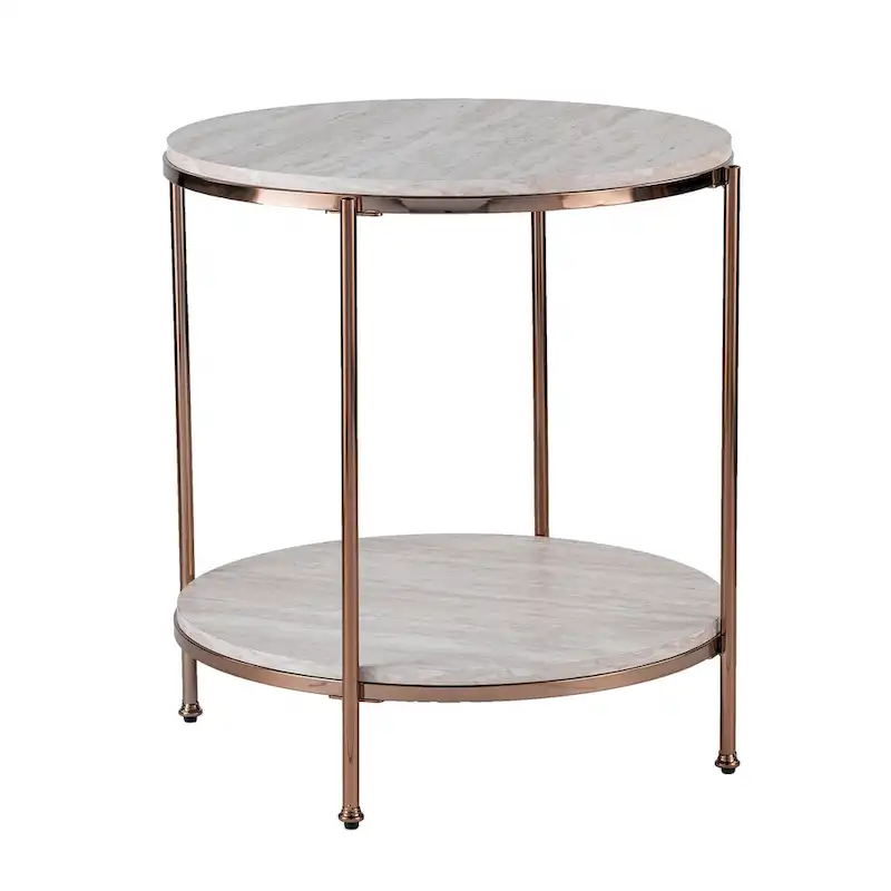 SEI Furniture Henderson Round Faux Marble Side Table