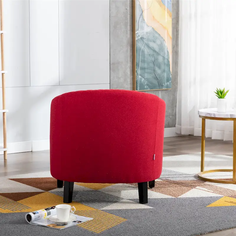 Accent Barrel Chair Living Room With Nailheads And Solid Wood Legs