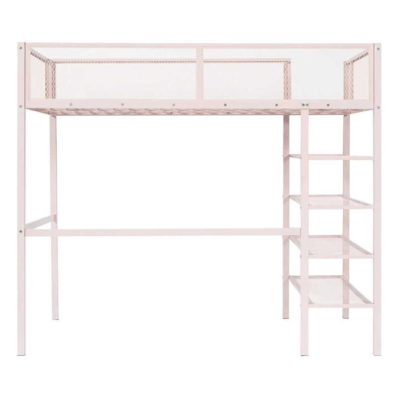 Pink Modern Style Twin Size Multi-functional Loft Bed with Storage