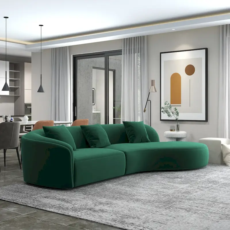 Gallar Japandi Style Luxury Modern Velvet Curved Sofa