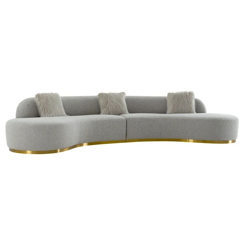 Pasargad Home Simona Curved Sofa with 3 Pillow Included