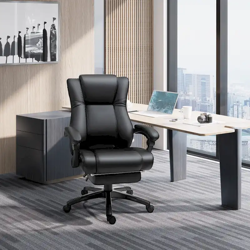 Executive High Back Office Chair Executive Computer Desk Chair with Adjustable Height and Retractable Footrest