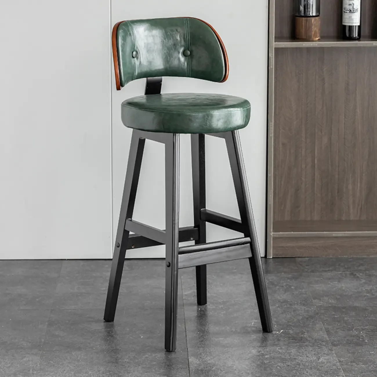 Modern Wood Upholstered Bar Stools with Back