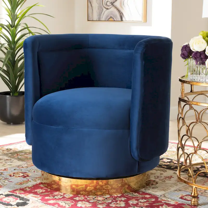 Saffi Glam and Luxe Upholstered Swivel Accent Chair