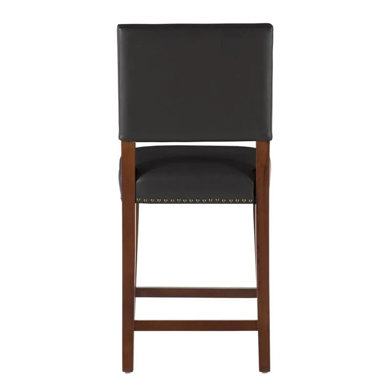 24-inch Black Faux Leather Counter Stool