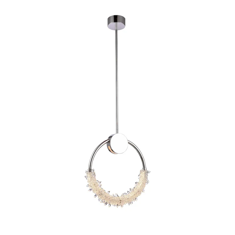 LED Chrome Hoop Pendant With Crystal Accents