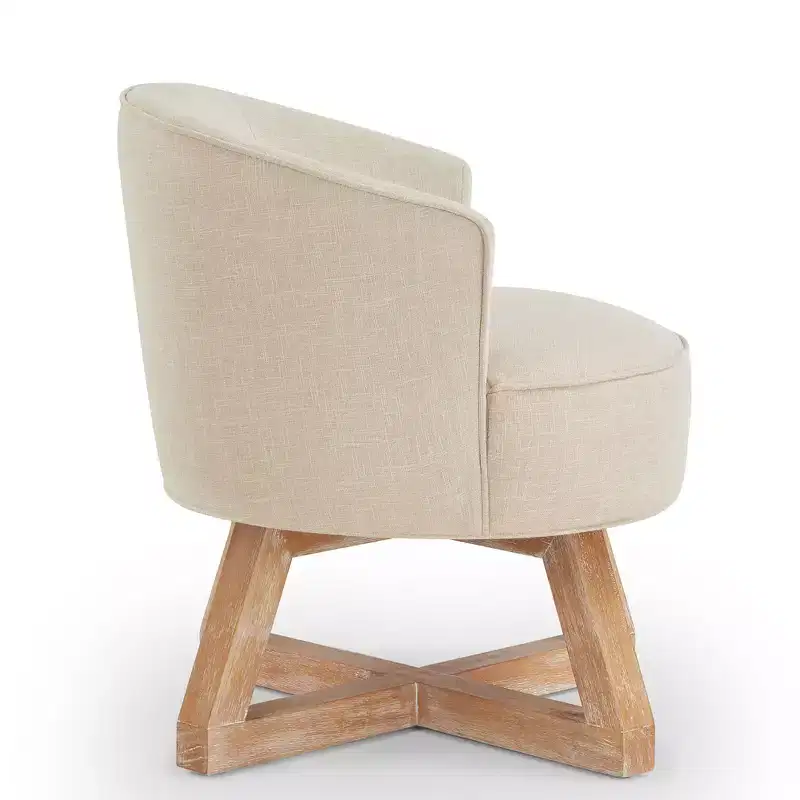 GDFStudio Glenn 360 Swivel Linen Upholstery Rubberwood Cross Base Chair