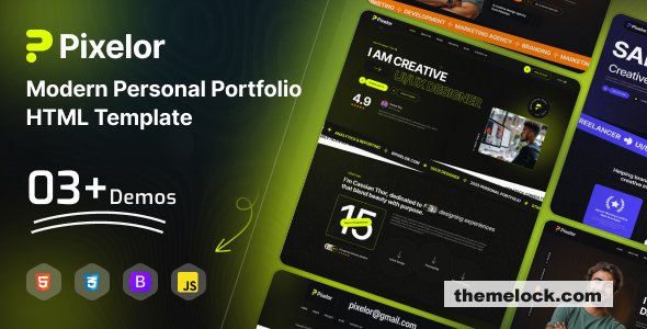 Pixelor – Modern Personal Portfolio HTML Template