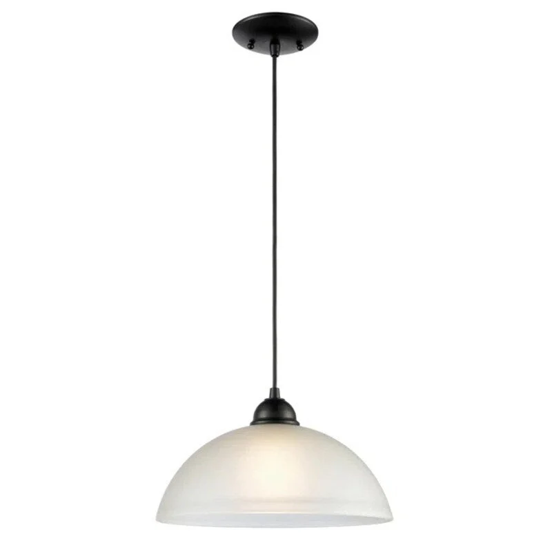 1 Light Pendant in Black with Etched Glass