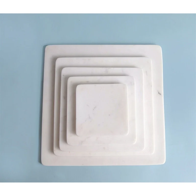 Med. Square Marble Platter 10  x 10  - White